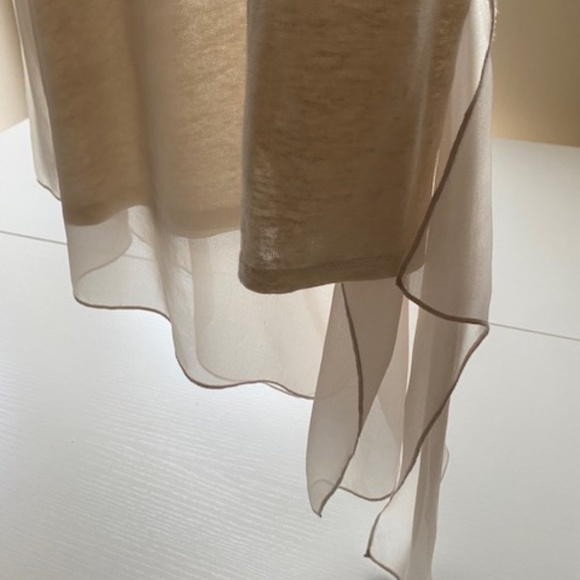 PER SE by Carlisle Women Linen Tunic Asymmetrical Sheer Hem Size 12 - Picture 3 of 12